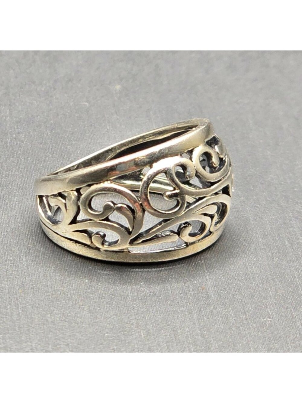 Sterling Silver Filigree Dome Ring Size 5 Premier Designs Open Scroll 925 Band - Picture 3 of 11